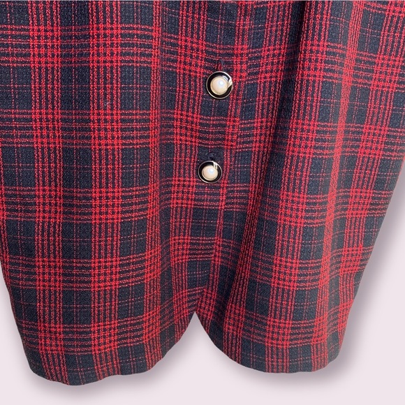 80s Vintage Black and Red Plaid Midi Dress Size Small - Picture 13 of 13